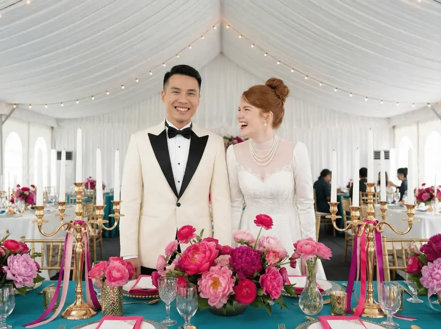 Bride and groom sharing a quiet candid moment during ceremony
